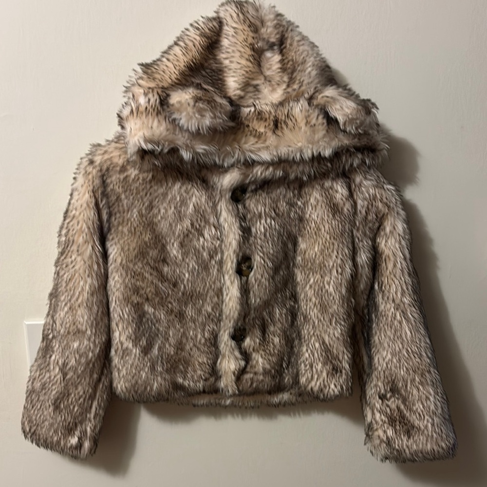 Lilly Patricia Cozy Faux Fur Hooded Jacket for Kids - Tan